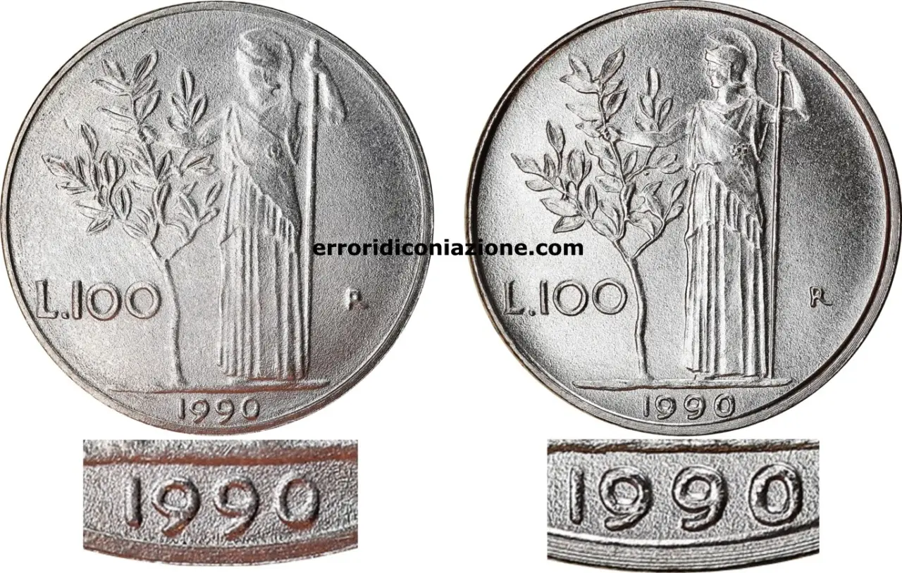 Valore della moneta da 100 lire con errore nella leggenda